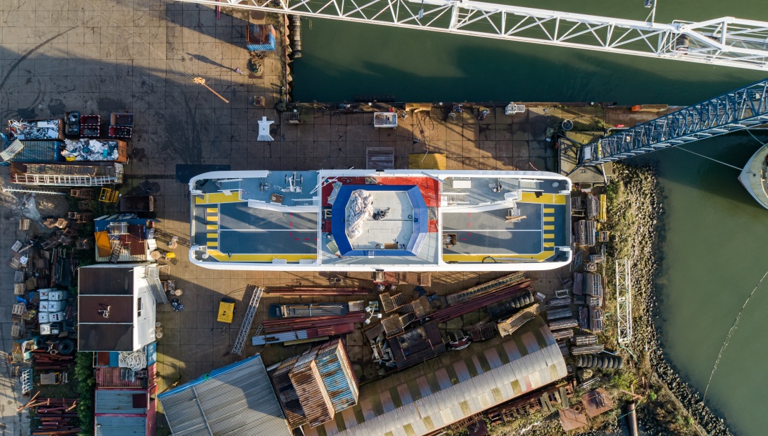 Marine deck on electric ferry